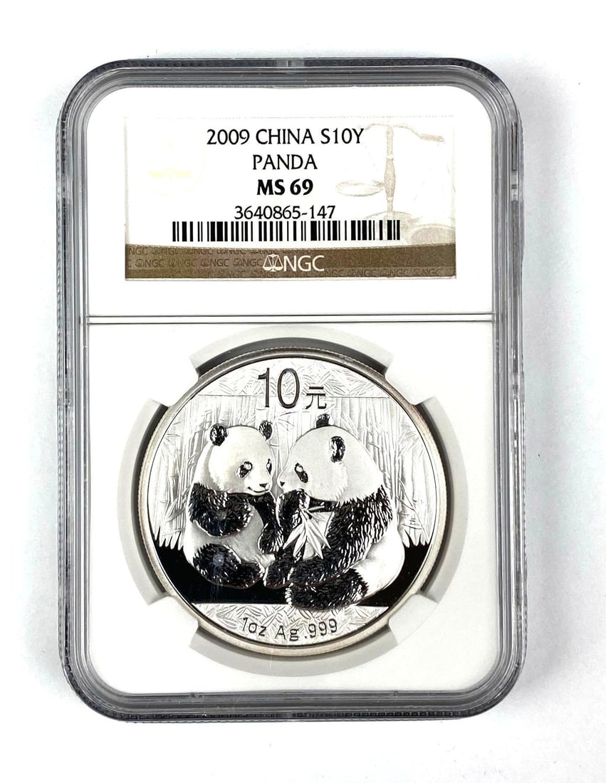 2009 10 Yuan China Panda 1 oz .999 Fine Silver NGC Graded MS69: 2009 10 Yuan China Panda 1 oz .999 Fine Silver NGC Graded MS69