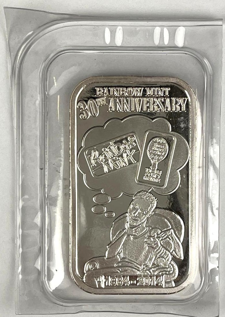 2014 Rainbow Mint 30th Anniversary 1 oz 999 Fine Silver Ingot/ Bar: 2014 Rainbow Mint 30th Anniversary 1 oz 999 Fine Silver Ingot/ Bar