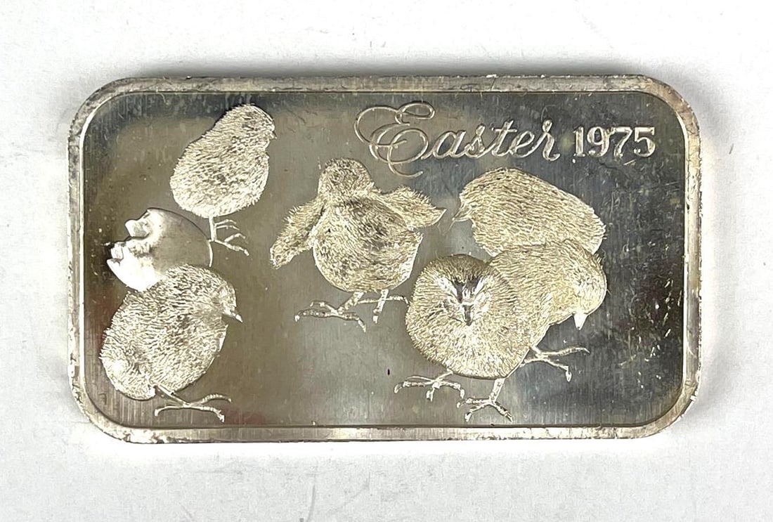 1975 Madison Mint Easter 1 oz .999 Fine Silver Ingot/ Bar: 1975 Madison Mint Easter 1 oz .999 Fine Silver Ingot/ Bar