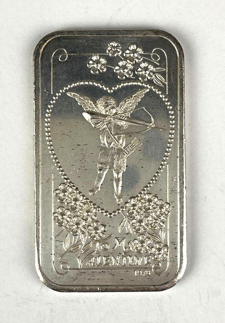 1978 Madison Mint To My Valentine Cupid 1 oz .999 Fine Silver Ingot/ Bar: 1978 Madison Mint To My Valentine Cupid 1 oz .999 Fine Silver Ingot/ Bar