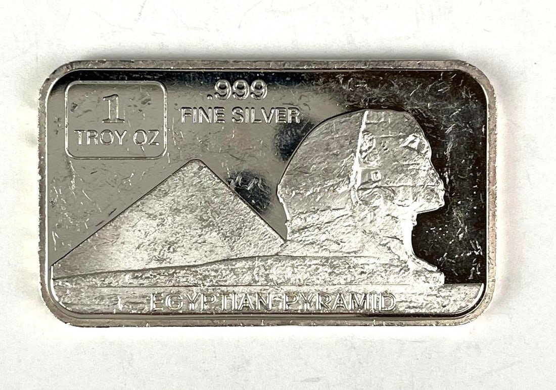 Egyptian Pyramid 1 oz .999 Fine Silver Ingot/ Bar: Egyptian Pyramid 1 oz .999 Fine Silver Ingot/ Bar