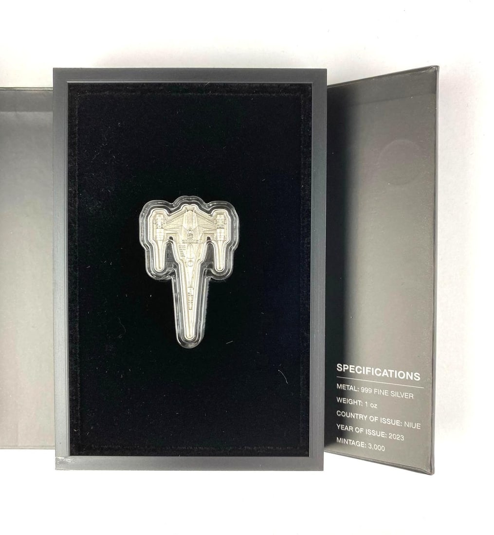 2023 The New Zealand Mint NIUE $2 Star Wars The Mandalorian N-1 Starfighter 1 oz 999 Fine Silver: Includes COA, Mintage of 3000.