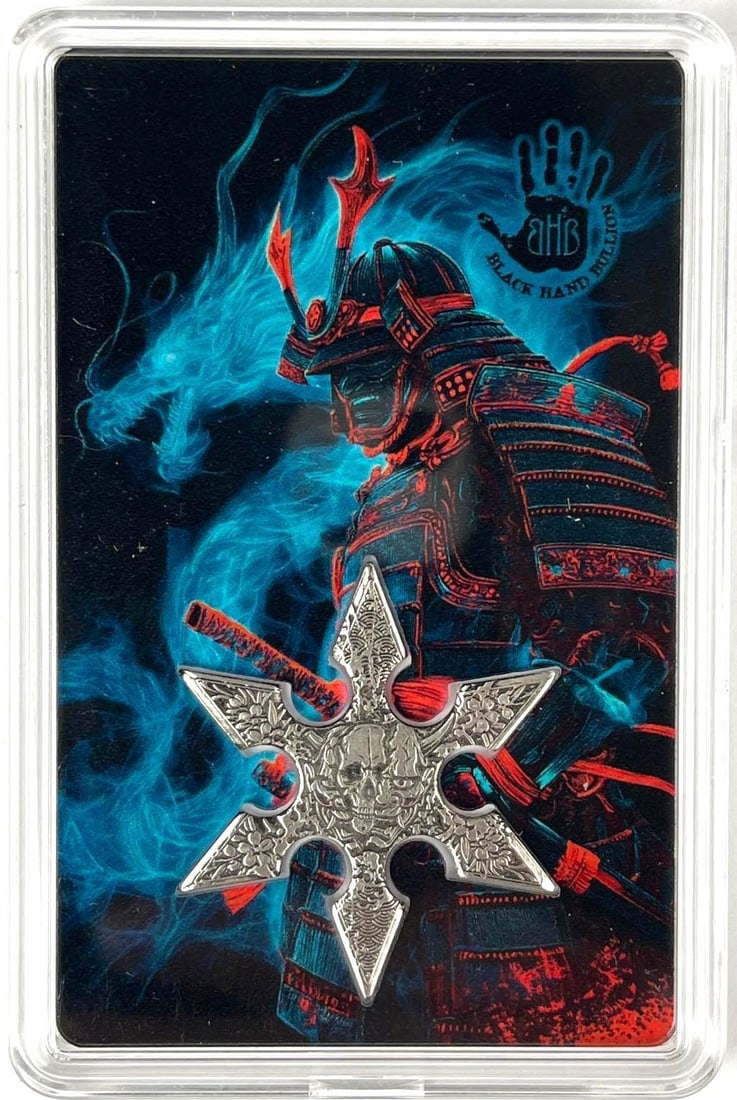 SUPER COOL Black Hand Bullion 5 Grams .999 Silver Throwing Star (1 of 2)