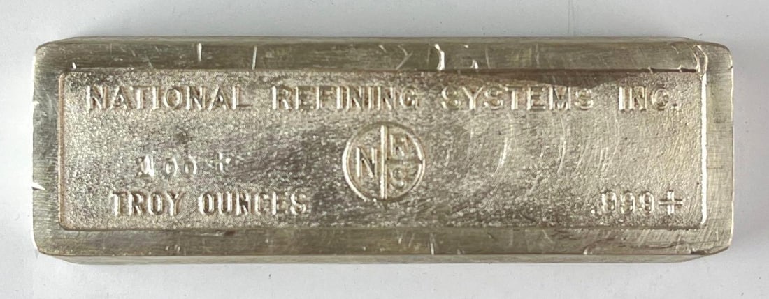 National Refining Systems INC 100 oz .999 Fine Silver Ingot/ Bar: National Refining Systems INC 100 oz .999 Fine Silver Ingot/ Bar