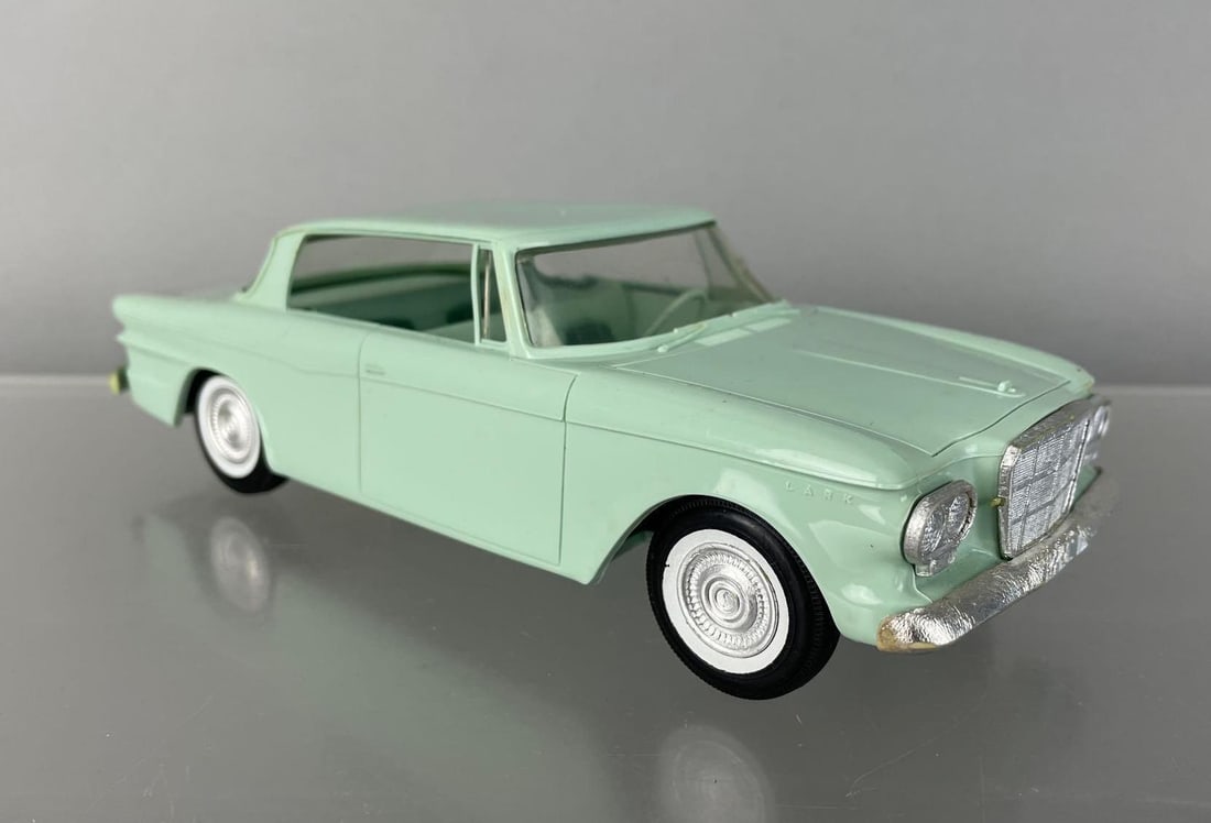 Jo-Han 1962 Studebaker Lark Hardtop Dealership Promo Car: Light green, 2 tone green interior, working friction, rubs on fenders