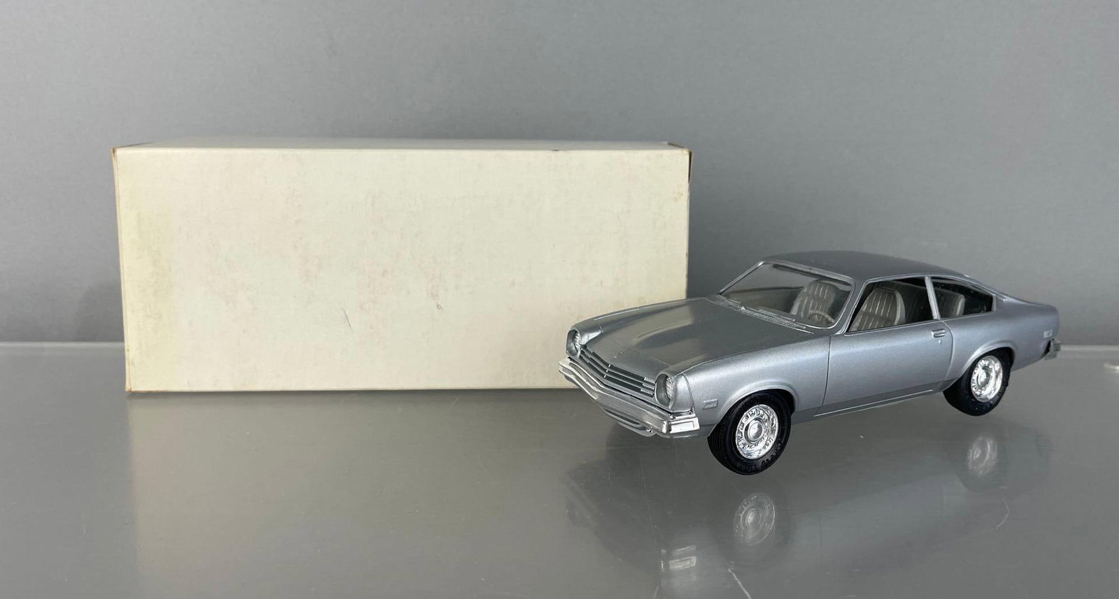 1977 Chevy Vega Silver Dealership Promo Car: Original box and tissue