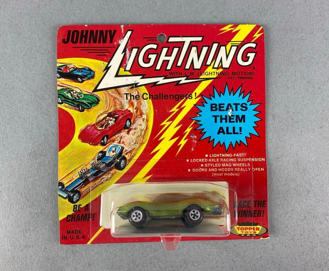Vintage Topper Toys Johnny Lightning Turbine Special X-2000: Sealed, die-cast, lime metallic paint