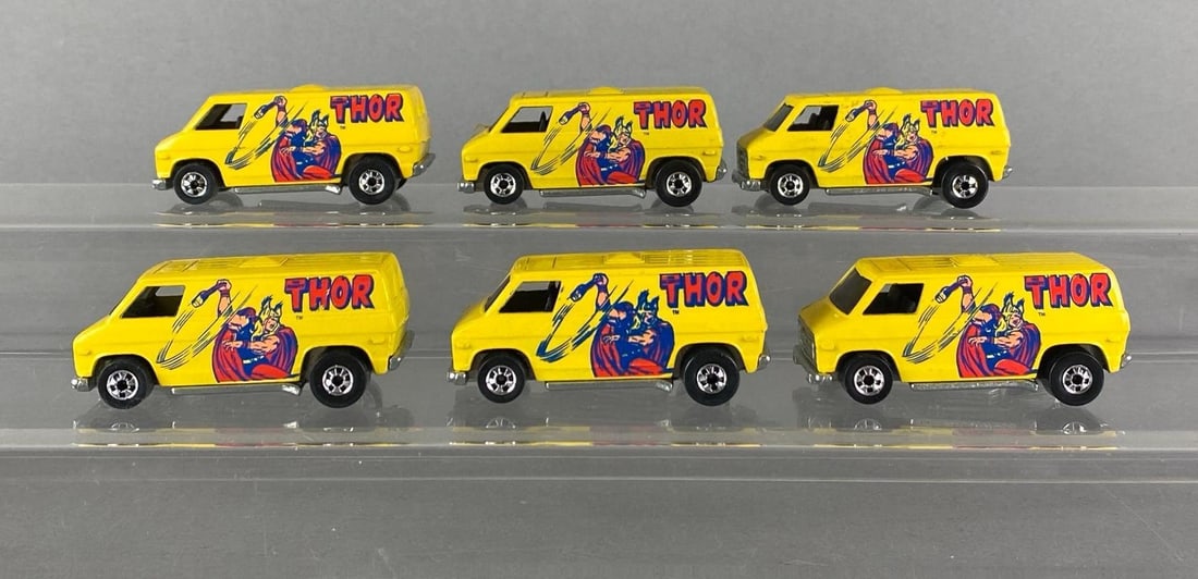 Group of 6 1974 Mattel Hot Wheels Thor Vans: Die-cast