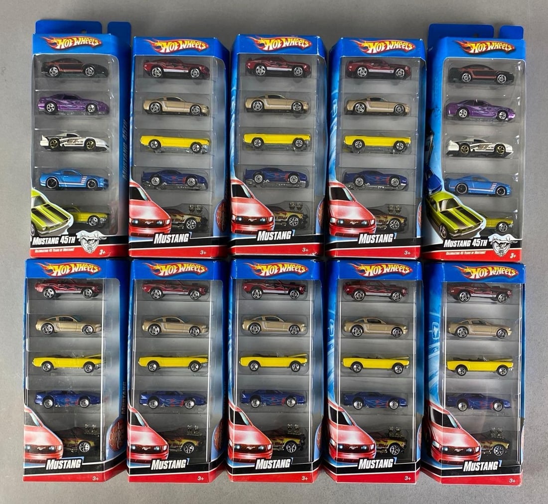 Group of Mattel Hot Wheels Mustang Gift Packs: Die-cast, includes mustang packs and mustang 45th packs
