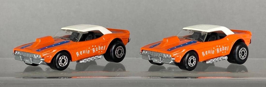 Group of 2 1975 Matchbox Super Fast Dodge Challenger Revin Rebels: Die-cast