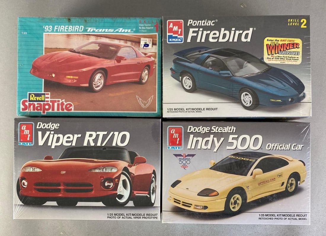 Group of 4 Car Plastic Model Kits (1 of 2)