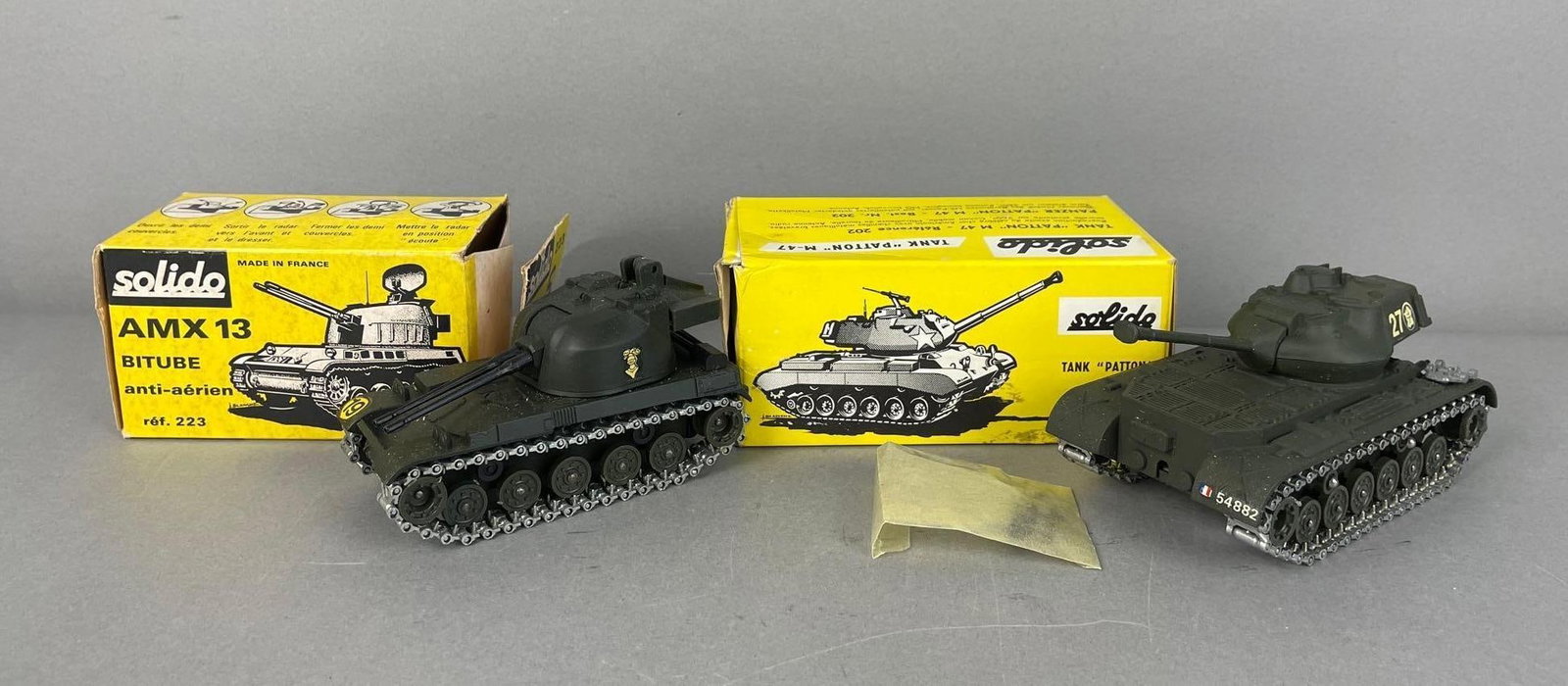 Group of 2 Solido Die-Cast WW2 Tanks: Includes Patton M47, AMX 13 bitube