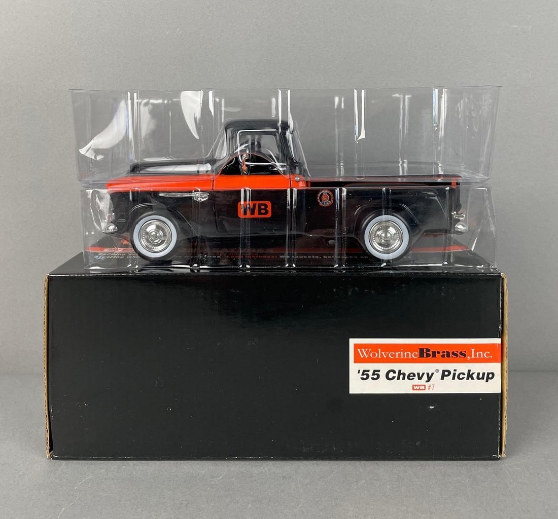 Wolverine Brass Inc. 1955 Chevy Die-Cast Pickup Truck: 1/24 scale, sealed in packaging