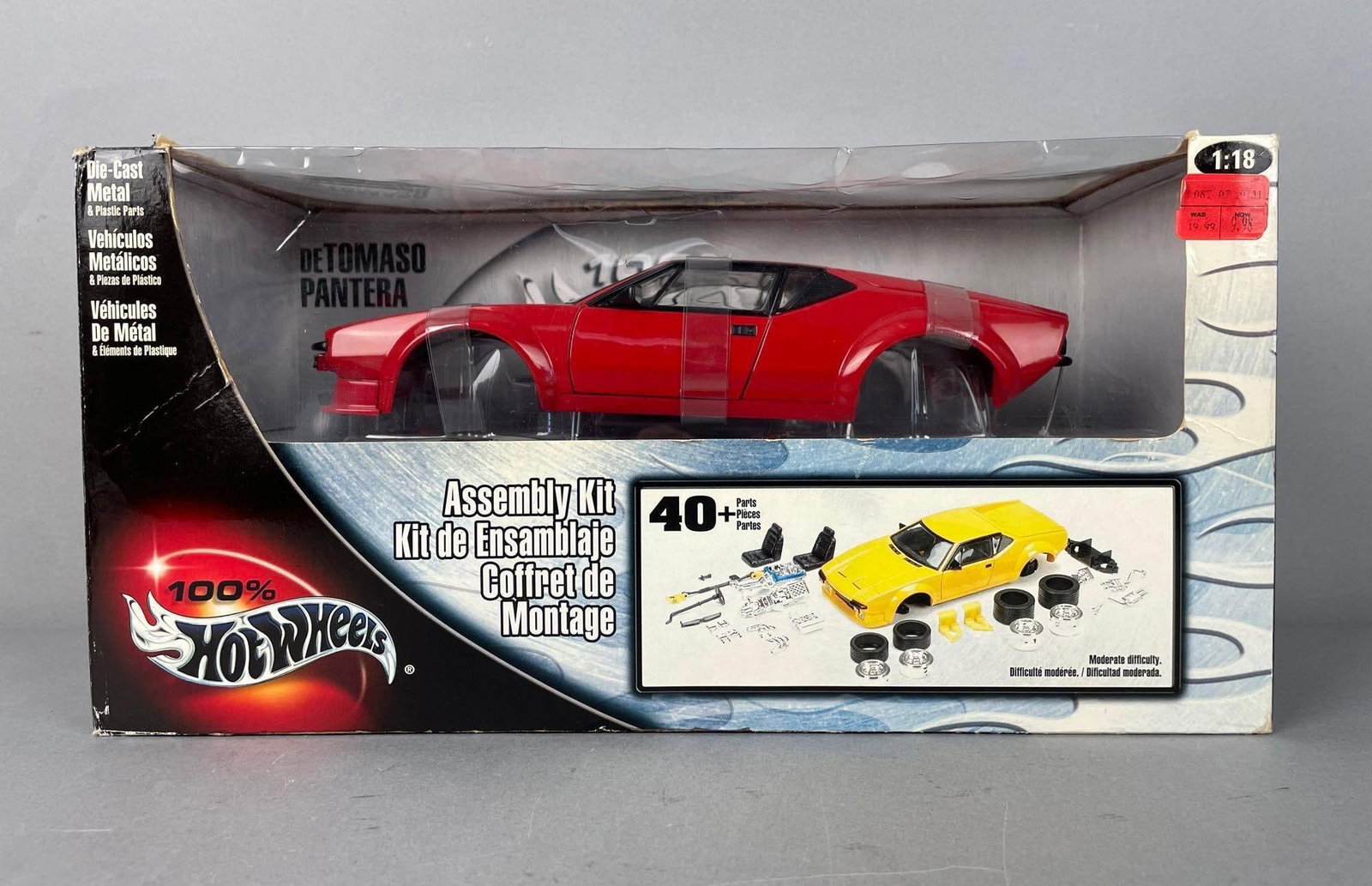Mattel Hot Wheels DeTomaso Pantera Die-Cast Car Assembly Kit: 1/18 scale, original packaging