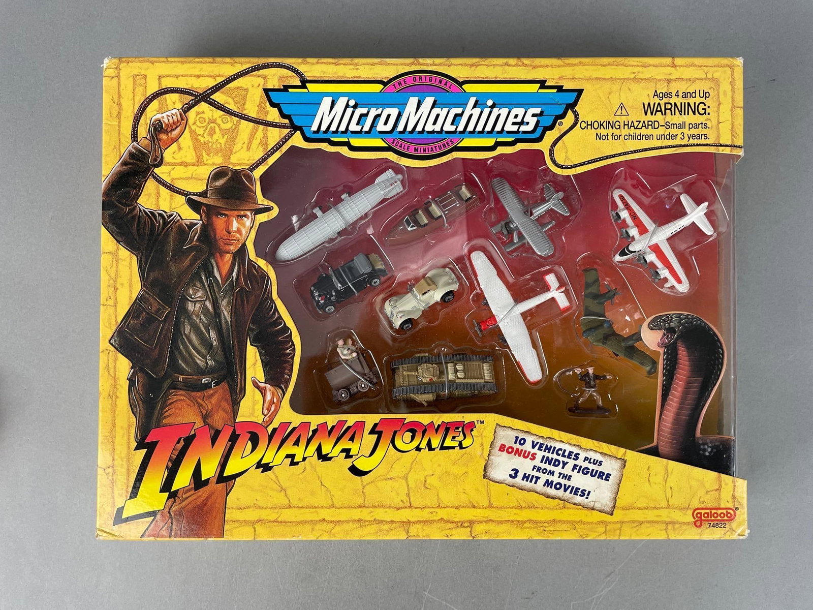Galoob Micro Machines Indiana Jones Die-Cast Vehicle Set: Original packaging measures 9" x 12" x 2 1/4"
