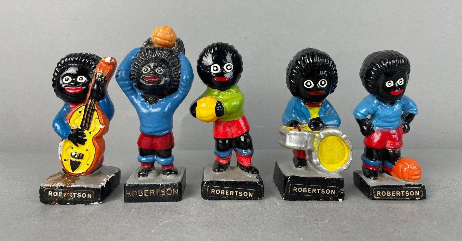 Group of Vintage Robertson Golly Wog Chalk Figurines: Tallest measures 3 1/4"