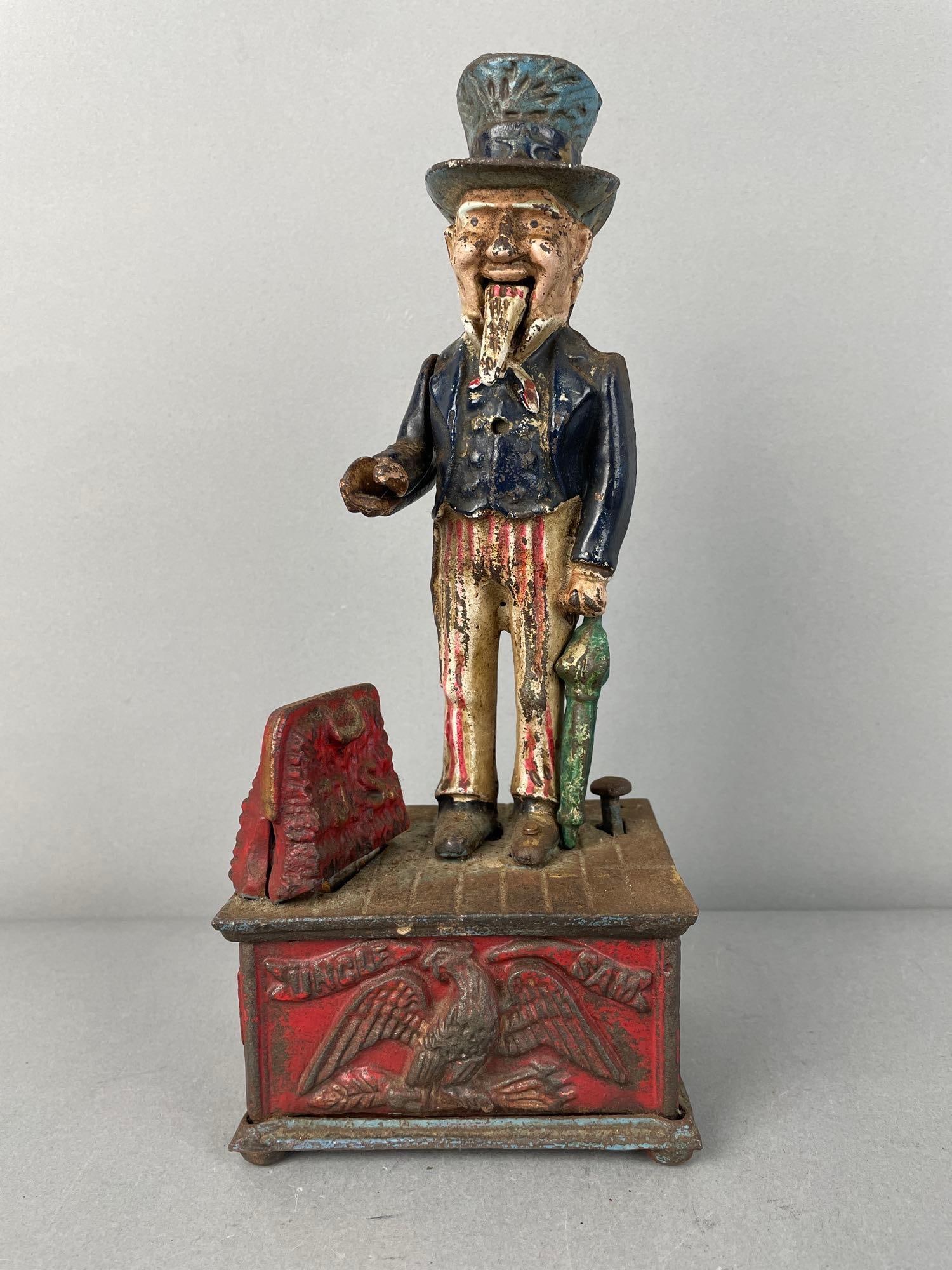 Antique Cast Iron Mechanical Uncle Sam Bank (1 of 3)