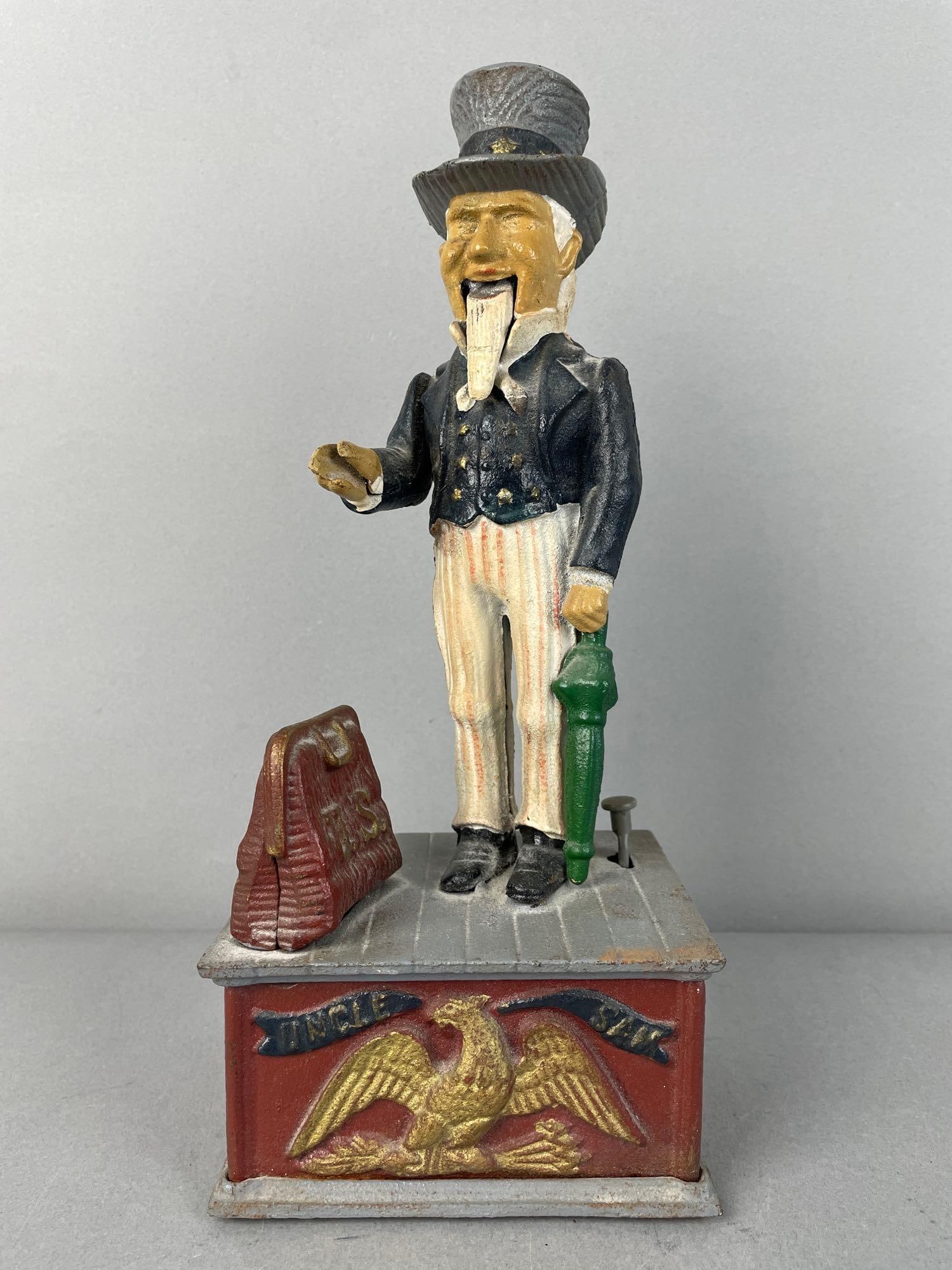 Reproduction Cast Iron Mechanical Uncle Sam Bank (1 of 4)
