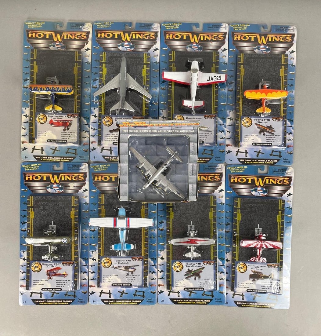 Group of Just Think Hot Wings Die-Cast Planes: Includes flying champions B-29 superfortress