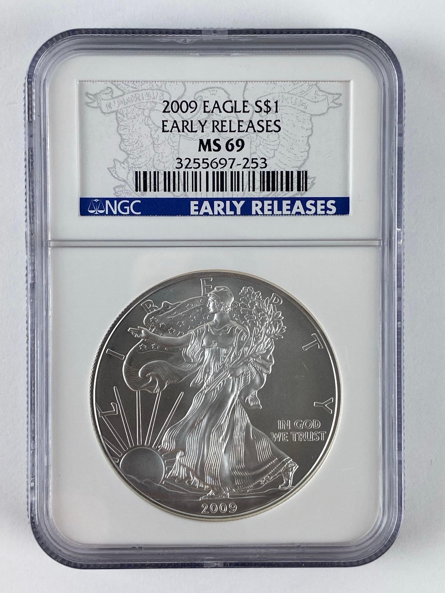 2009 Early Releases NGC Graded MS 69 US Mint American Silver Eagle 1 oz Fine Silver Dollar (1 of 2)