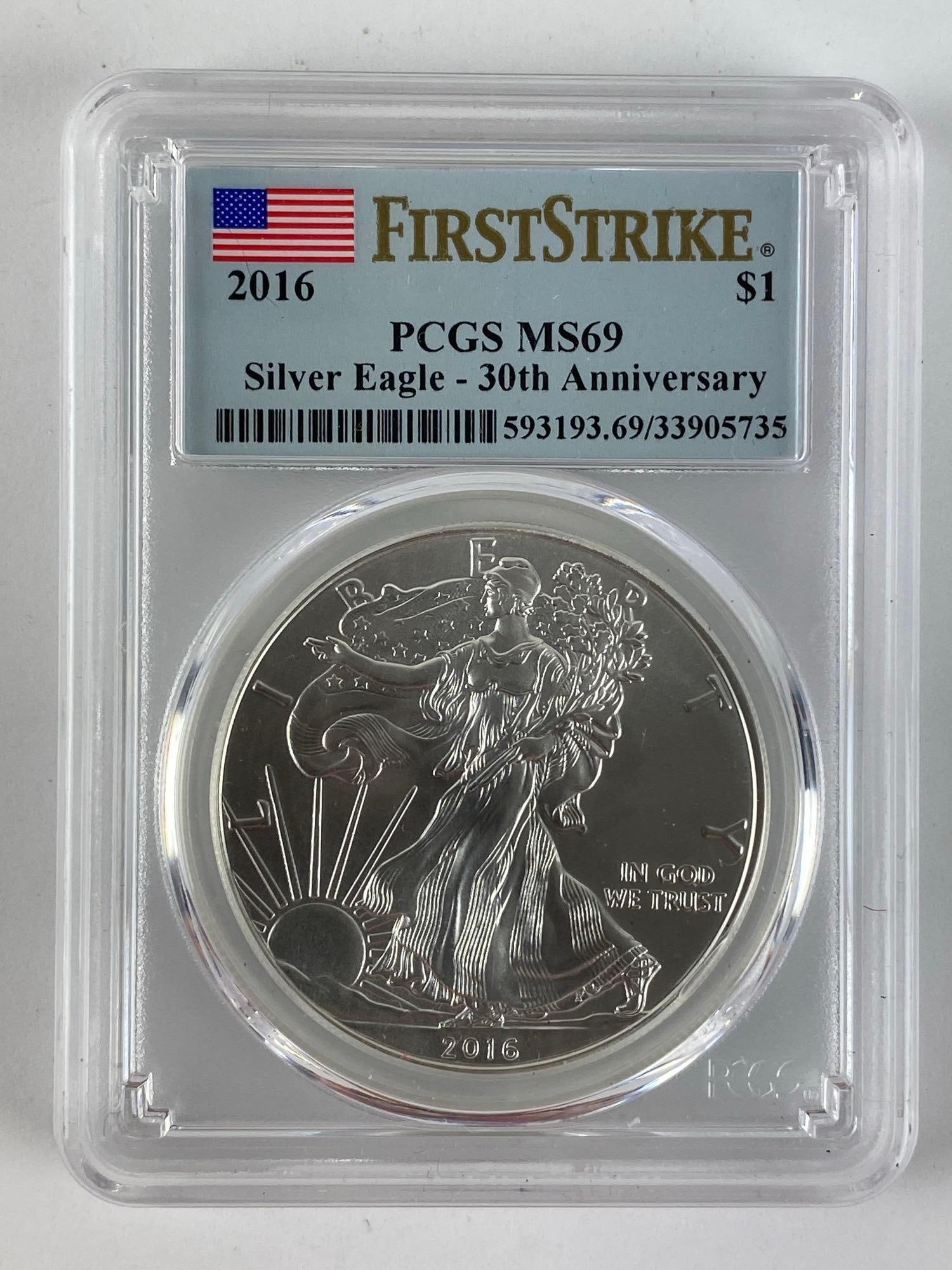 2016 _First Strike 30th Anniversary PCGS Graded MS 69 US Mint American Silver Eagle 1 oz Fine Silver (1 of 2)