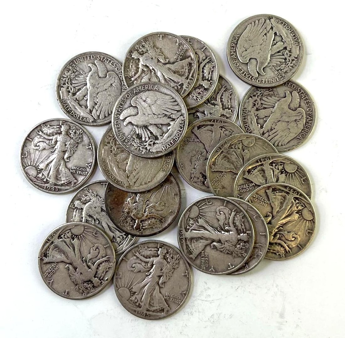 Group of 20 US Walking Liberty Silver Half Dollars (1 of 1)