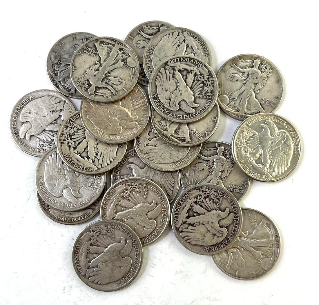 Group of 20 US Walking Liberty Silver Half Dollars (1 of 1)