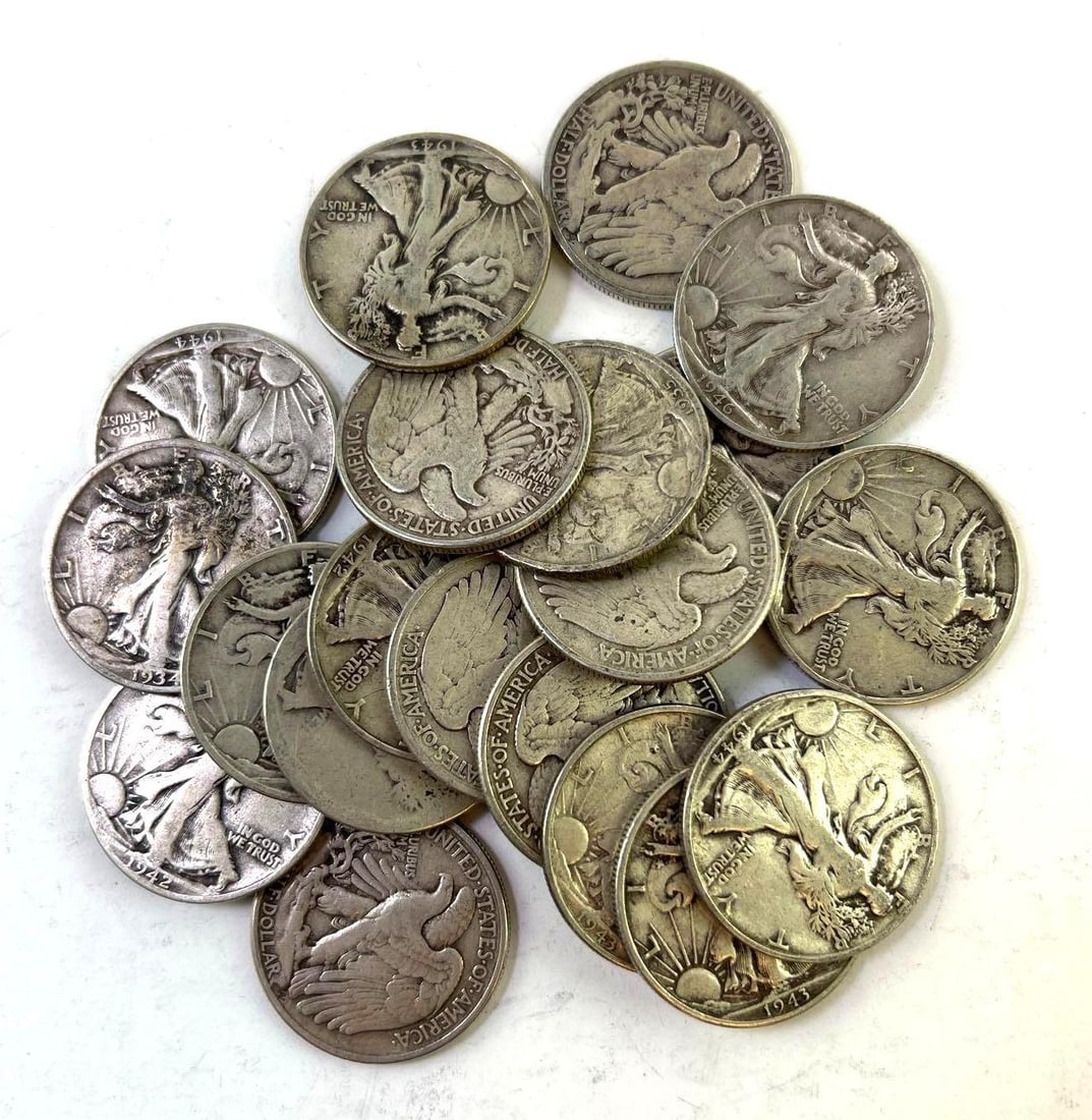 Group of 20 US Walking Liberty Silver Half Dollars (1 of 1)