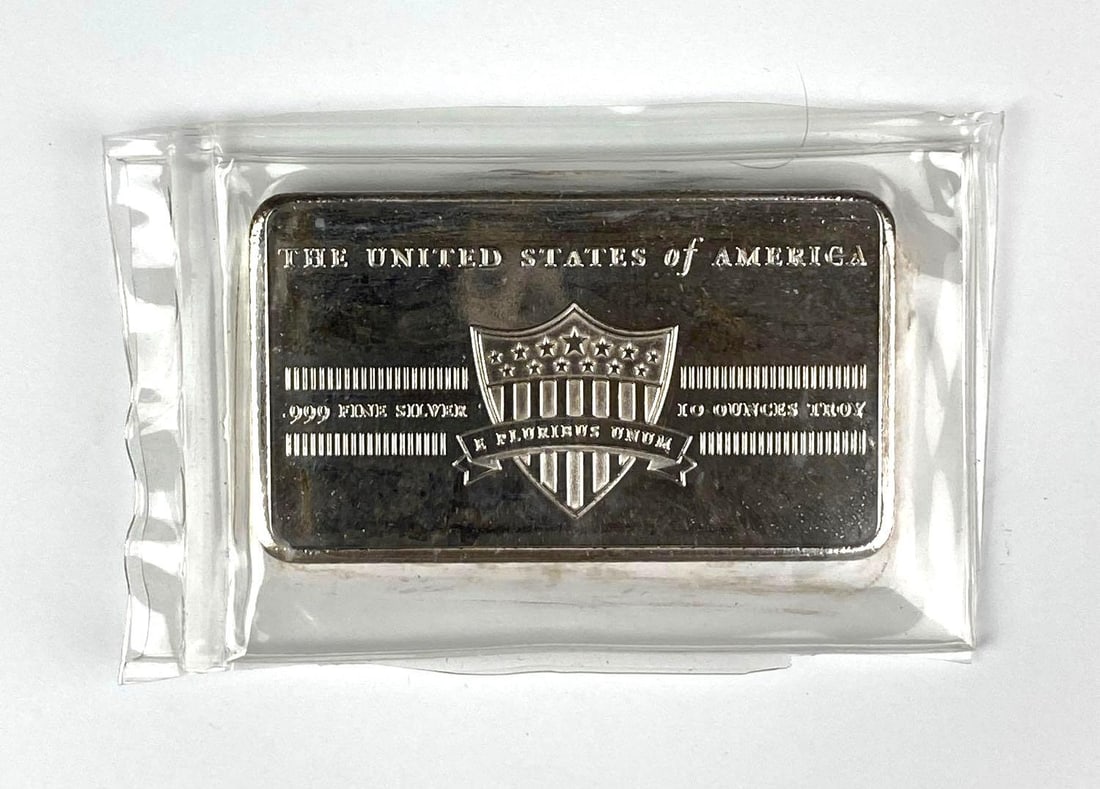The United States of America Shield 10 oz .999 Fine Silver Ingot/ Bar: The United States of America Shield 10 oz .999 Fine Silver Ingot/ Bar