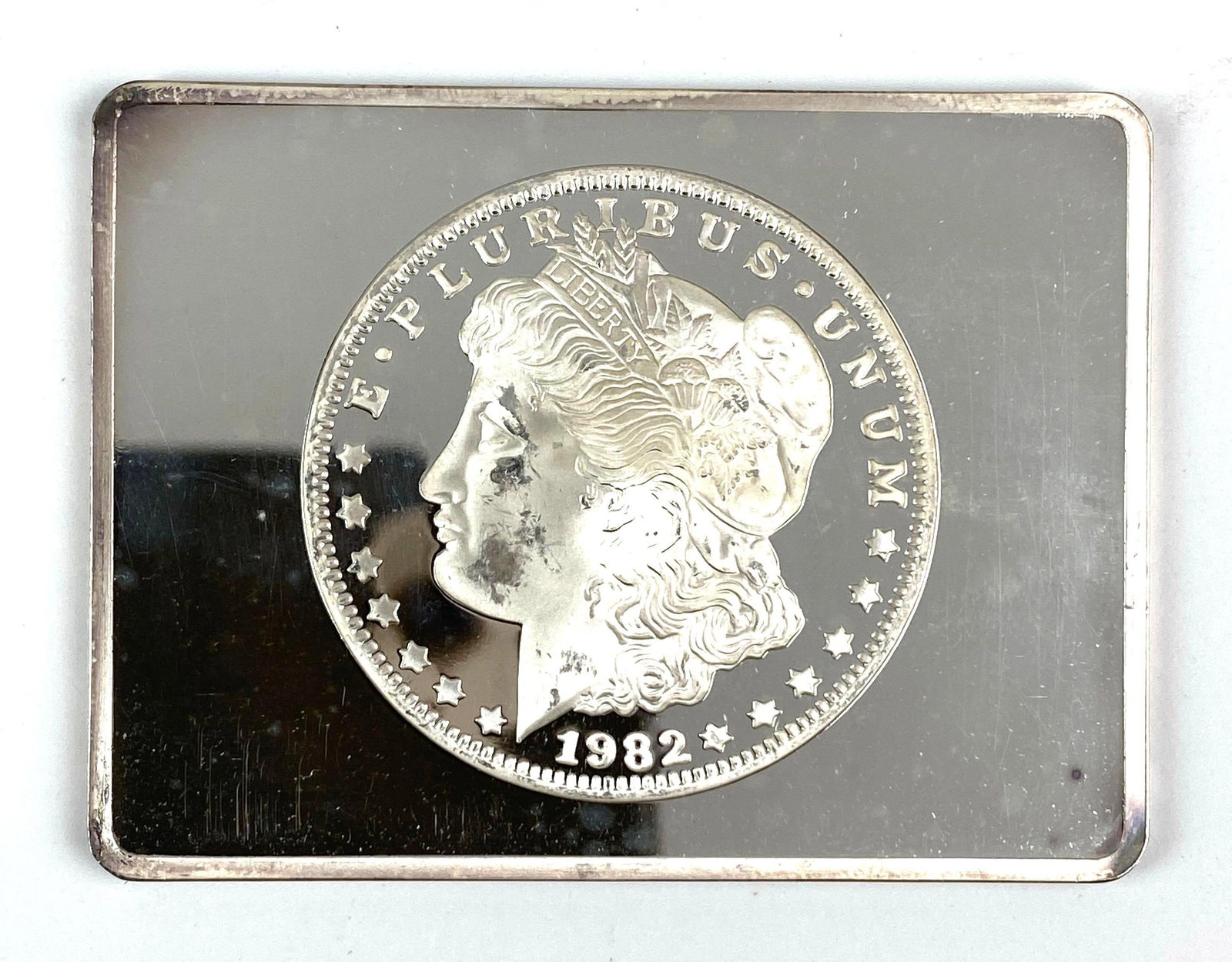SUPER RARE 1982 Morgan Design 2 oz .999 Silver Ingot/ Bar: 1982 Morgan Design 2 oz .999 Silver Ingot/ Bar