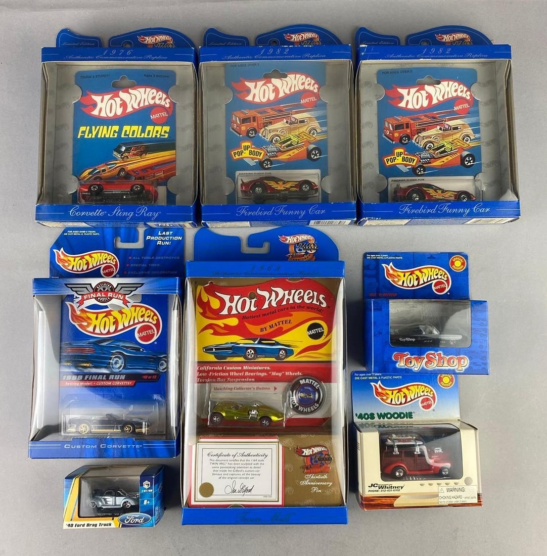 Group of Assorted Mattel HotWheels Commerative Replica 1:64 Die Cast Vehicles and More (1 of 3)