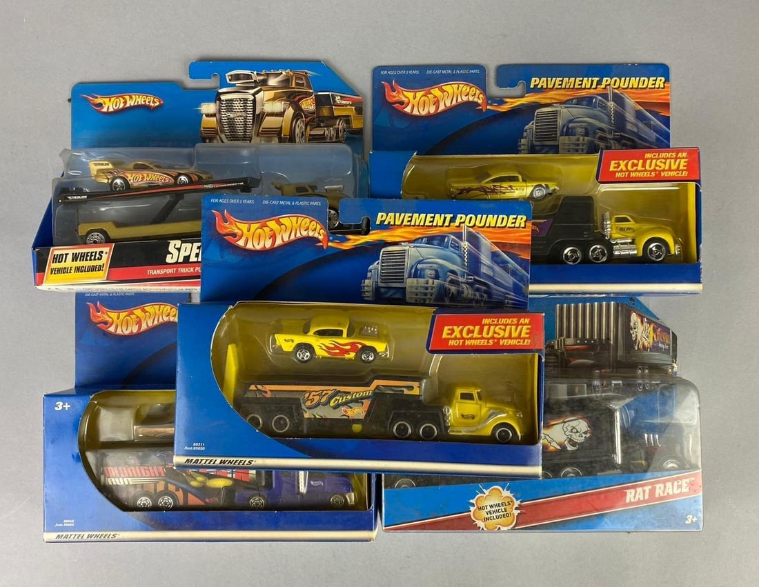 Group of Assorted Mattel HotWheels 1:64 Scale Die Cast Vehicles: Like new in original packaging.