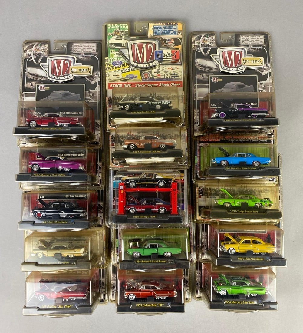 Group of Assorted Castline M2 1:64 Scale Die Cast Vehicles and More: Like new in original packaging.