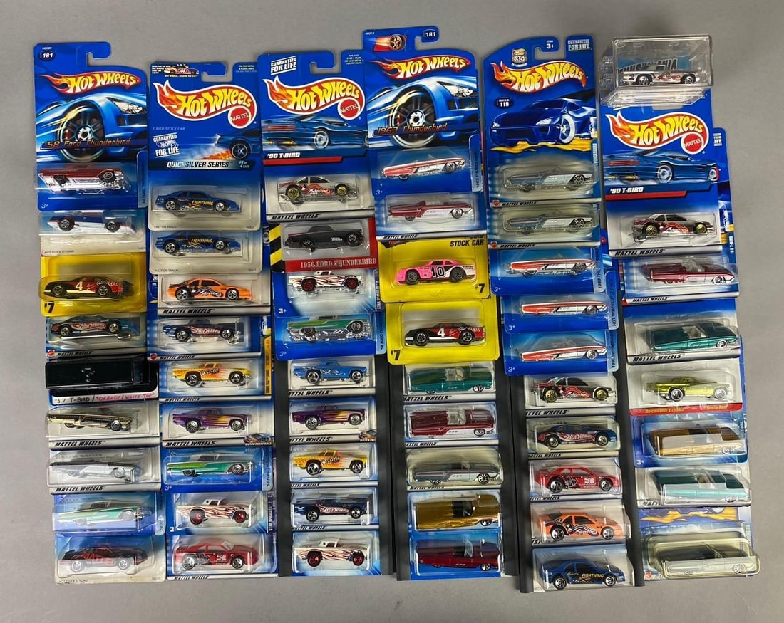 Group of Assorted Mattel HotWheels Ford Thunderbird 1:64 Scale Die Cast Vehicles and More: Like new in original packaging.