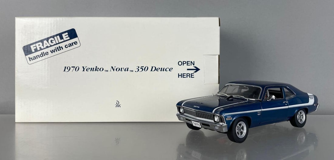 Danbury Mint 1970 Yenko Chevy Nova 350 Deuce Die-Cast Car: 1/24 scale, dark blue, original packaging