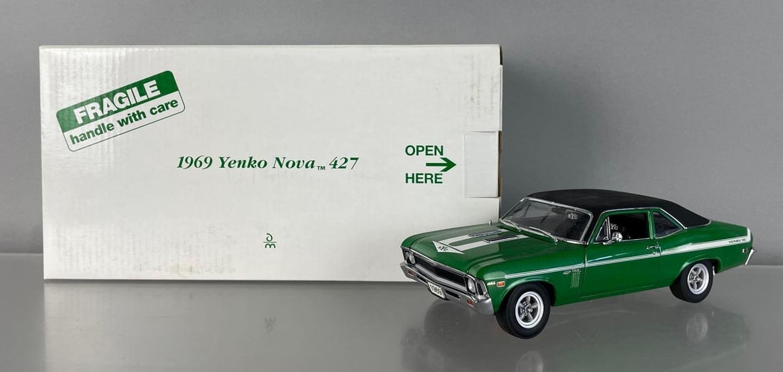 Danbury Mint 1969 Yenko Chevy Nova 427 Die-Cast Car: 1/24 scale, green, original packaging