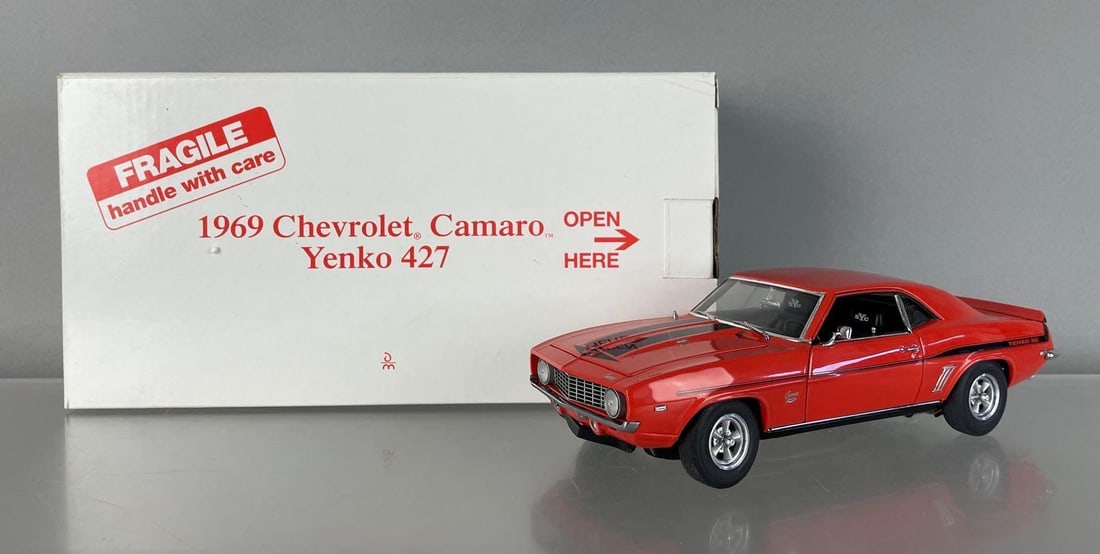 Danbury Mint 1969 Chevy Camaro Yenko 427 Die-Cast Car: 1/24 scale, orange, original packaging
