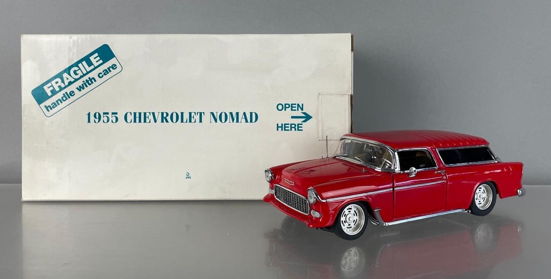 Danbury Mint 1955 Chevy Nomad Street Machine Die-Cast Car: 1/24 scale, red, original packaging