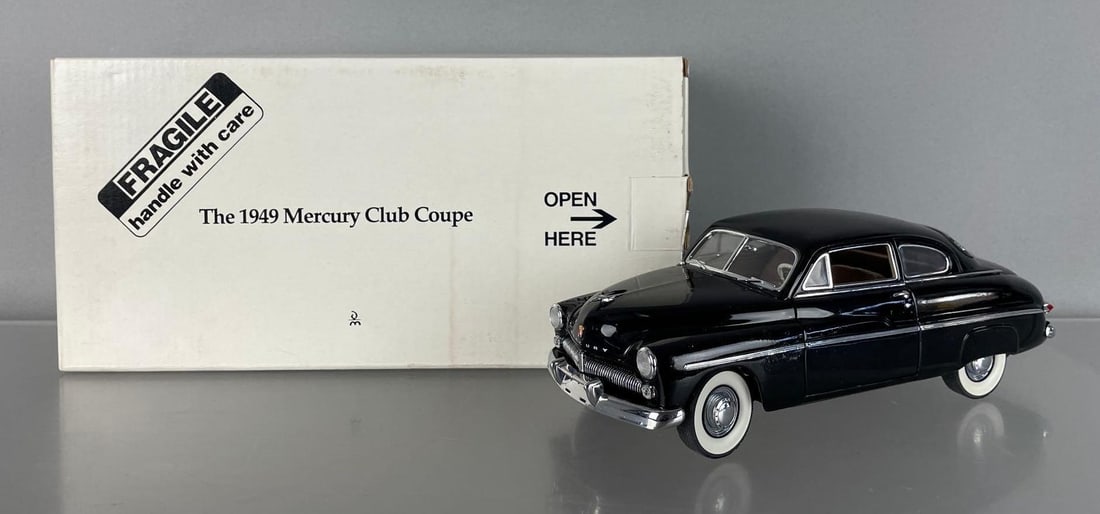 Danbury Mint 1949 Mercury Club Coupe Die-Cast Car: 1/24 scale, black, original packaging