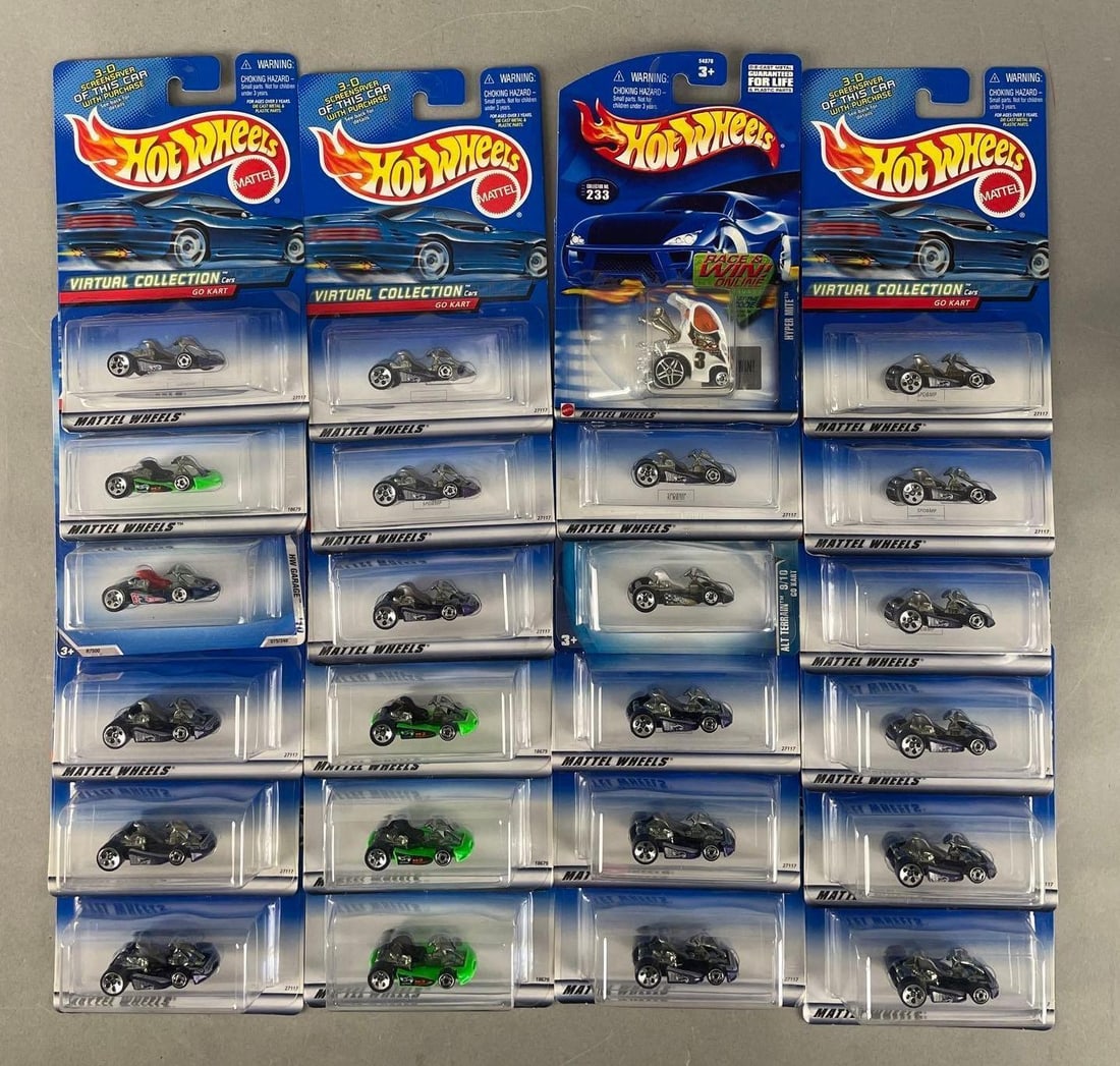 Group of Mattel Hot Wheels Die-Cast Go-Karts: 1/64 scale, original packaging