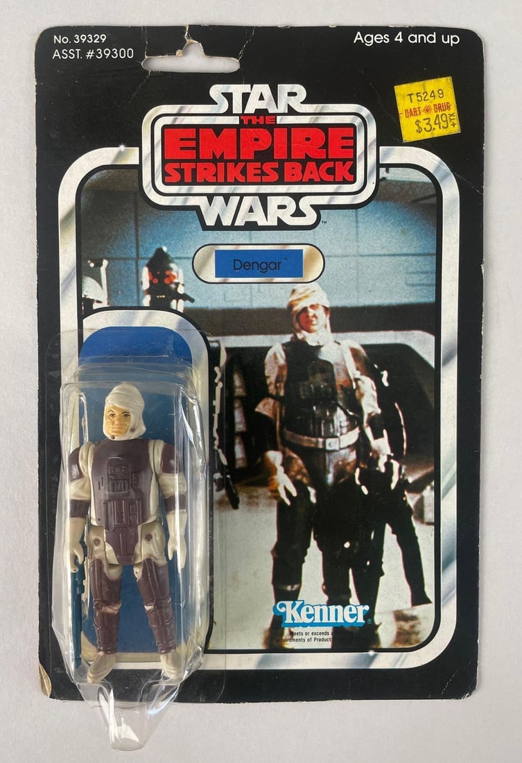 1982 Kenner Star Wars Dengar Empire Strikes Back Action Figure: Crushed blister, original packaging