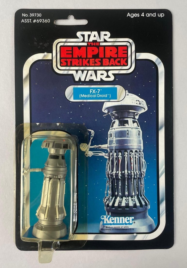 1982 Kenner Star Wars FX-7 Medical Droid Empire Strikes Back Action Figure: Dented blister, original packaging