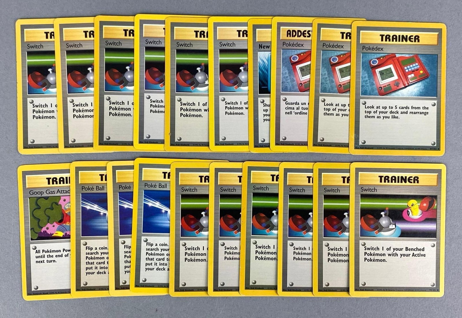 Group of 20 1999 WOTC Pok?mon Base Set Trainer Trading Cards (1 of 2)