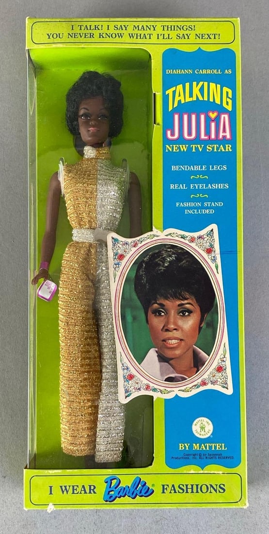 1968 Mattel Talking Julia Fashion Doll: In original box, voice box in non working condition, doll measures 11 1/2? H