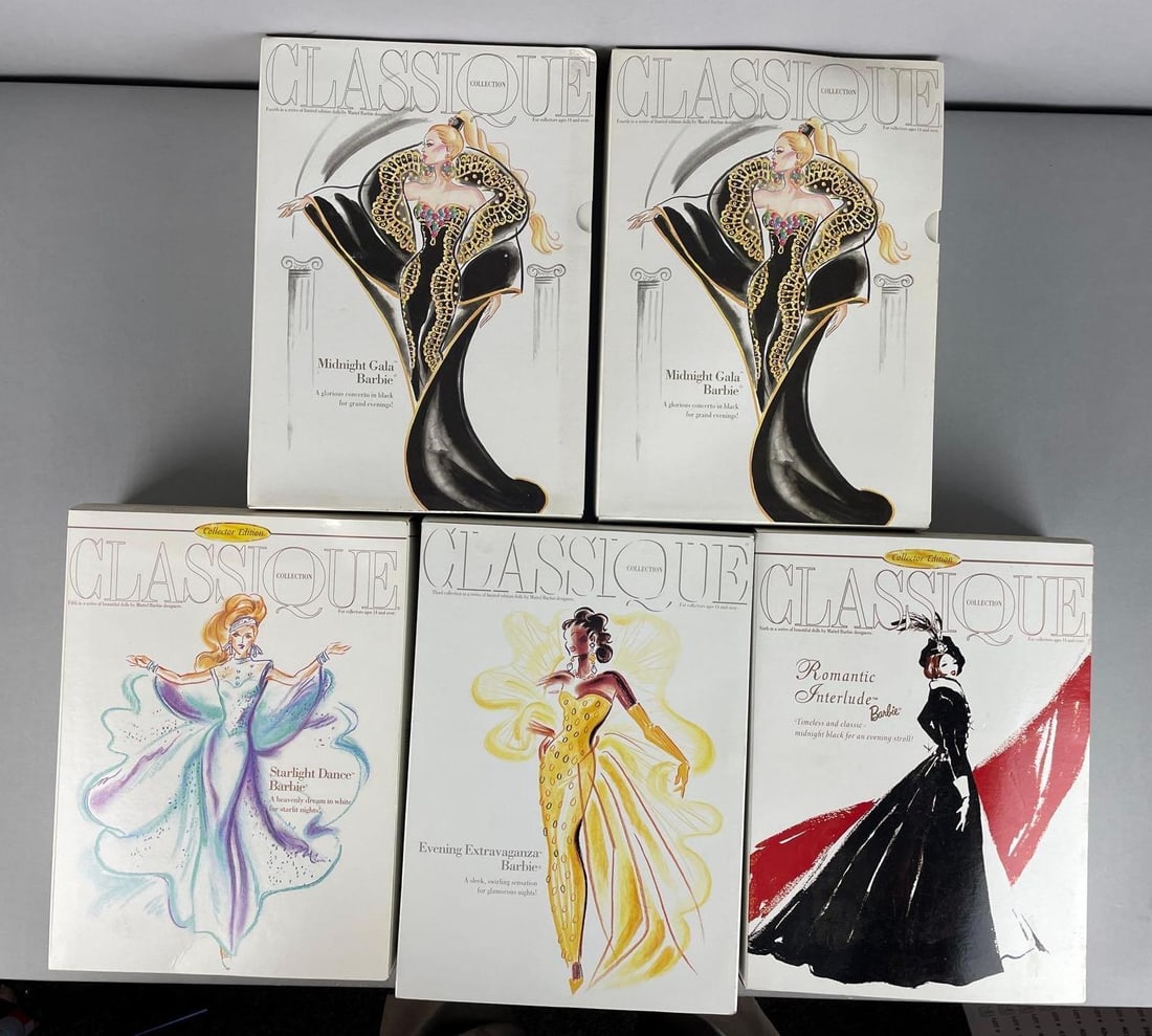 Group of Mattel Classique Collection Barbie Fashion Dolls: Includes midnight gala, starlight dance, evening extravaganza