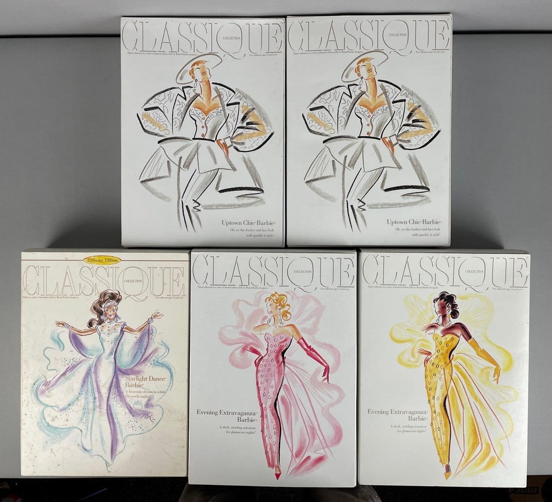 Group of Mattel Classique Collection Barbie Fashion Dolls: Includes uptown chic, starlight dance, evening extravaganza