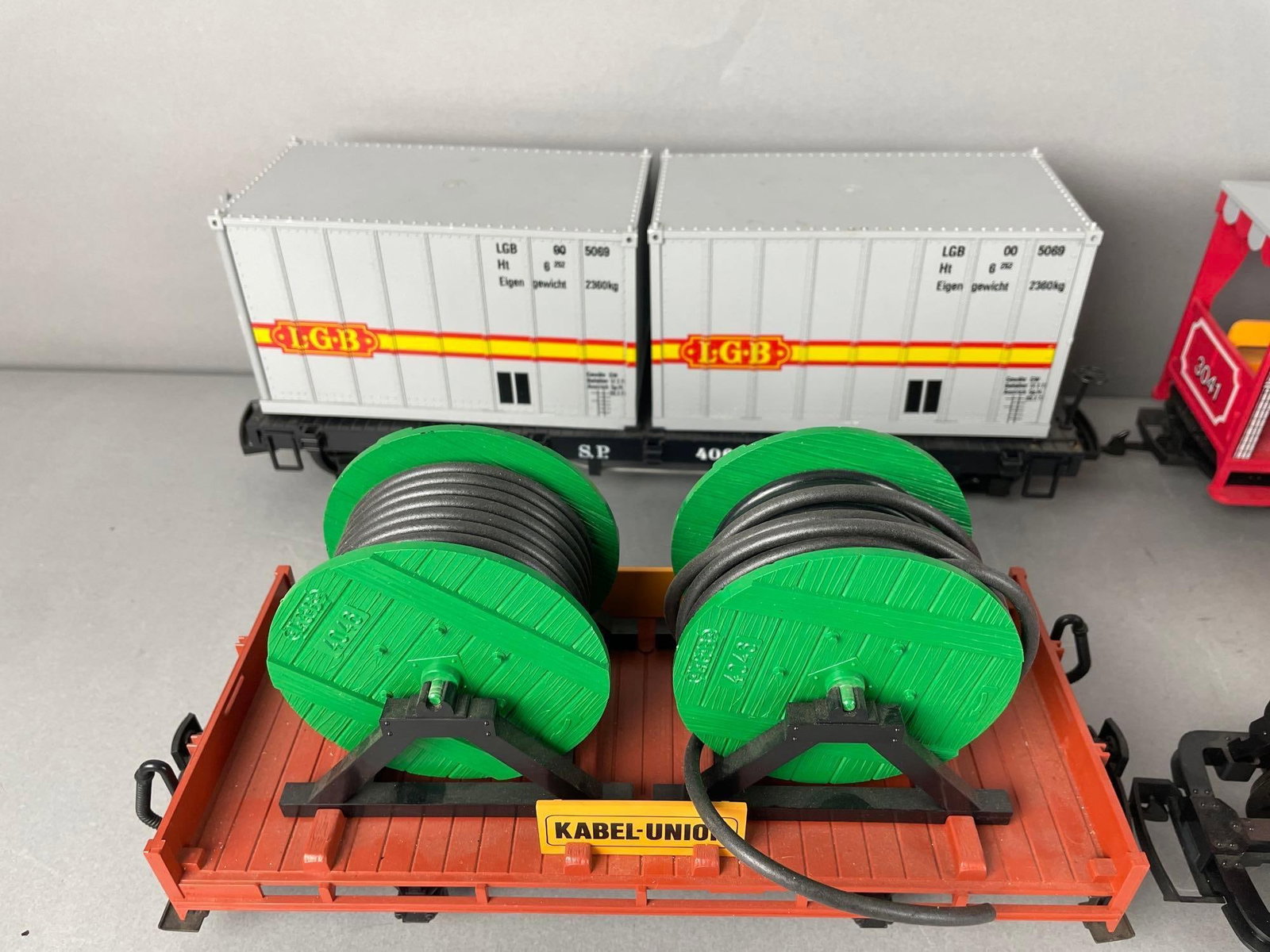 Group of LGB G Scale Toy Train Cars: Includes working battery powered locomotive