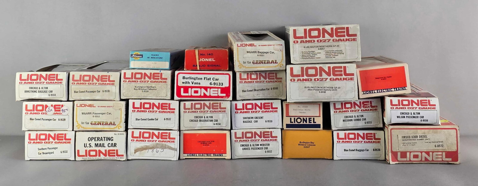Group of EMPTY O Scale Model Train Boxes (1 of 3)