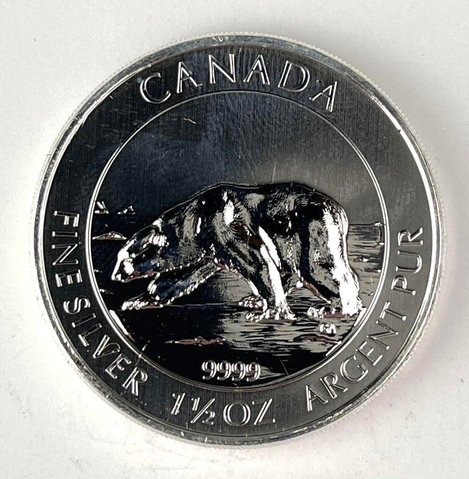 2013 Canada $8 Polar Bear 1.5 oz 9999 Fine Silver Coin (1 of 2)