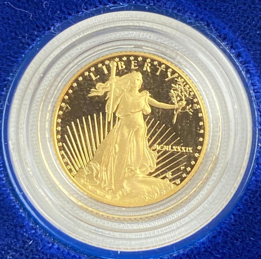1989 United States Mint $5 PROOF American Eagle 1/10 Oz Fine Gold Round: 1989 Untied State Mint $5 American Eagle 1/10 Oz Fine Gold Round with COA